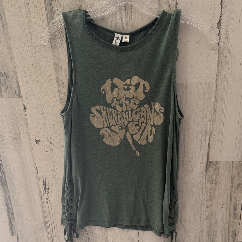 Green Graphic Tank Top